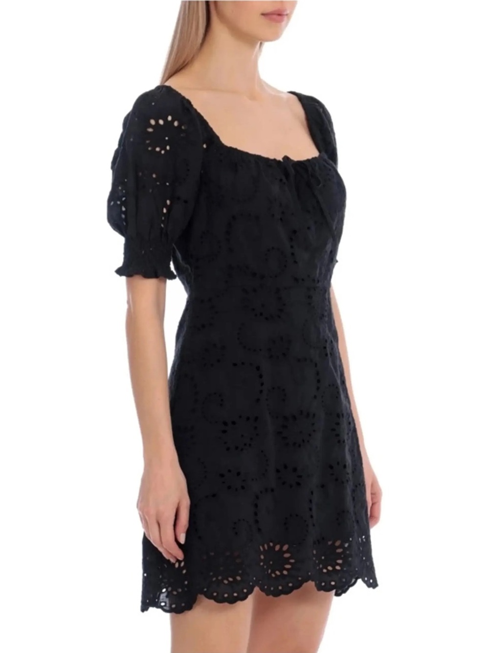 7 For All Mankind Black Eyelet Mini Dress